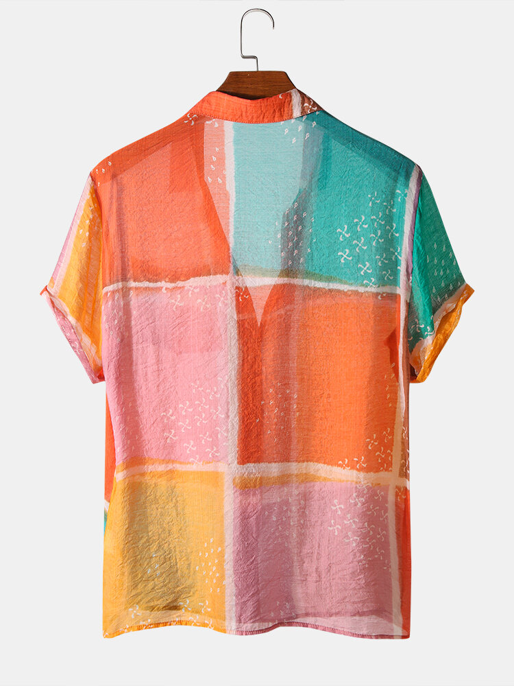 
	Men Multicolor Color Block Lightweight Casual Shirt