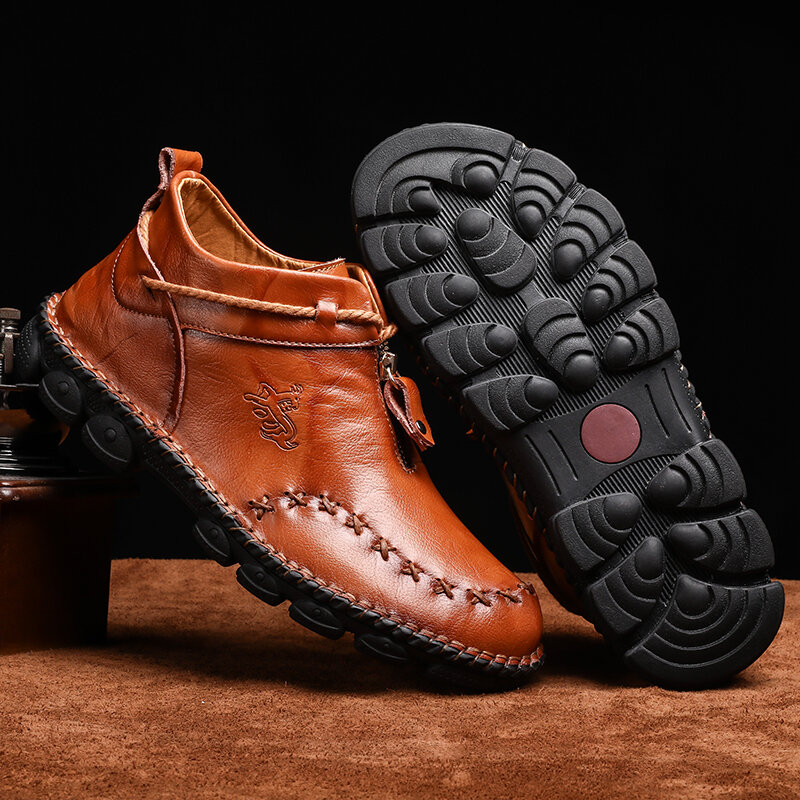 
	Menico Men Hand Stitching Cow Leather Non Slip Soft Sole Casual Boots