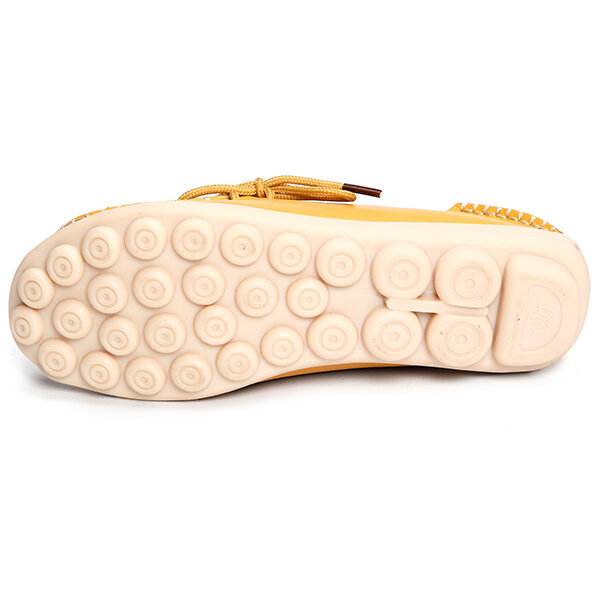 
	LOSTISY Women Large Size Floral Embroidery Stitching Soft Flats Leather Loafers