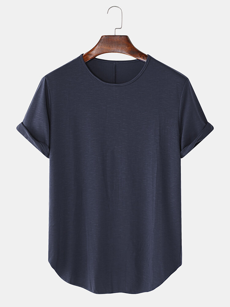 
	Mens Solid Color Breathable & Thin Loose Casual O-Neck T-Shirts