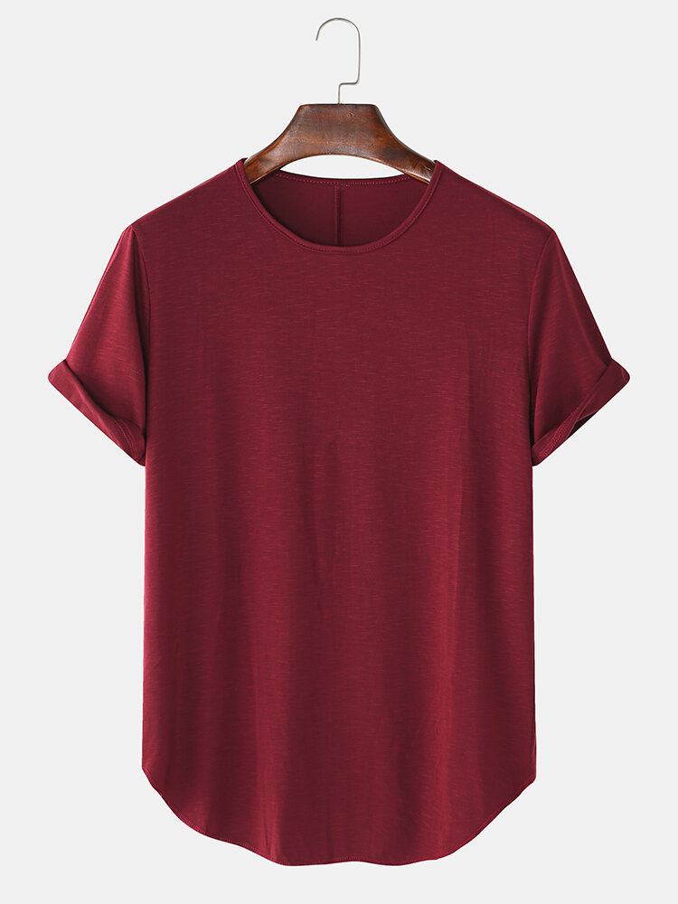 
	Mens Solid Color Breathable & Thin Loose Casual O-Neck T-Shirts