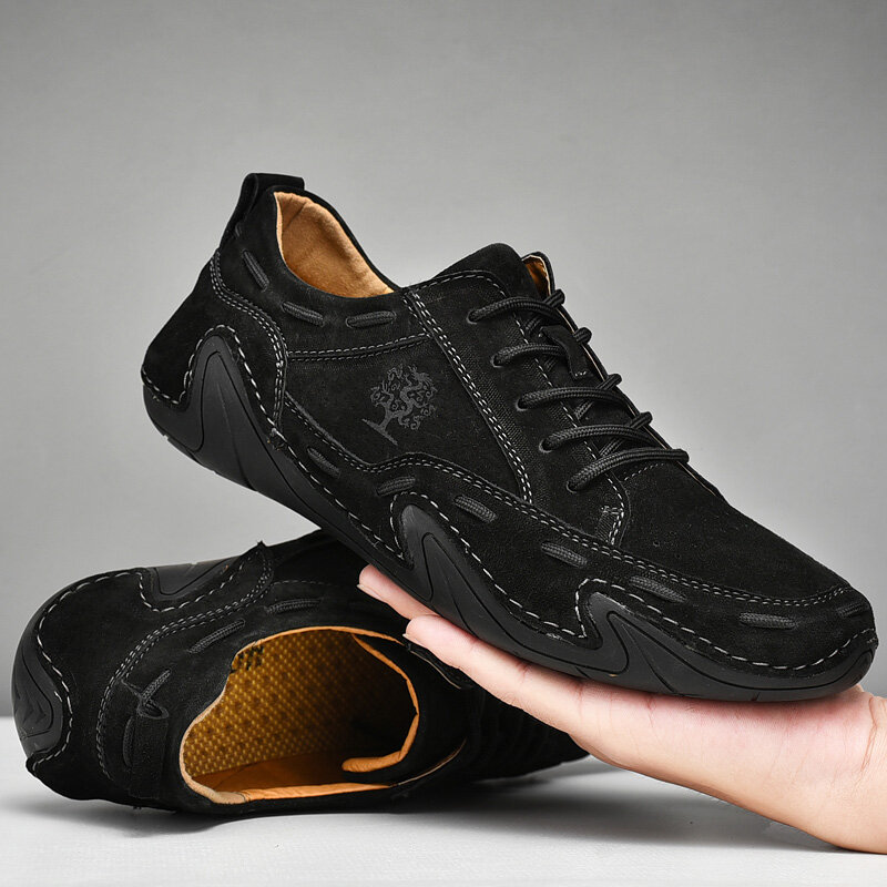 
	Men Leather Breathable Non Slip Soft Sole Casual Driving Shoes