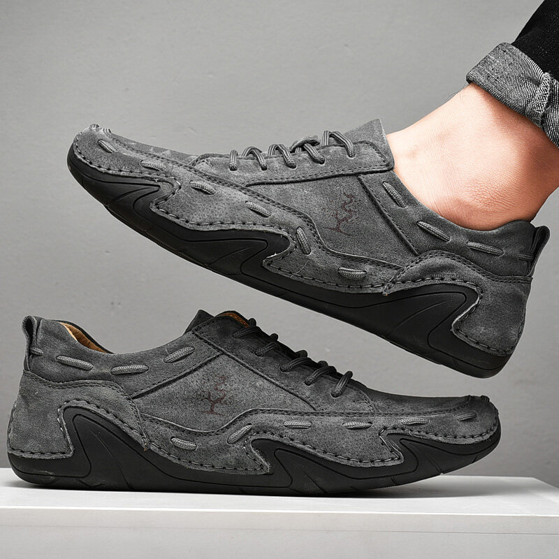 
	Men Leather Breathable Non Slip Soft Sole Casual Driving Shoes
