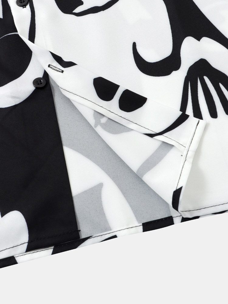 
	Mens Abstract Face All Over Print Street Short Sleeve Shirts