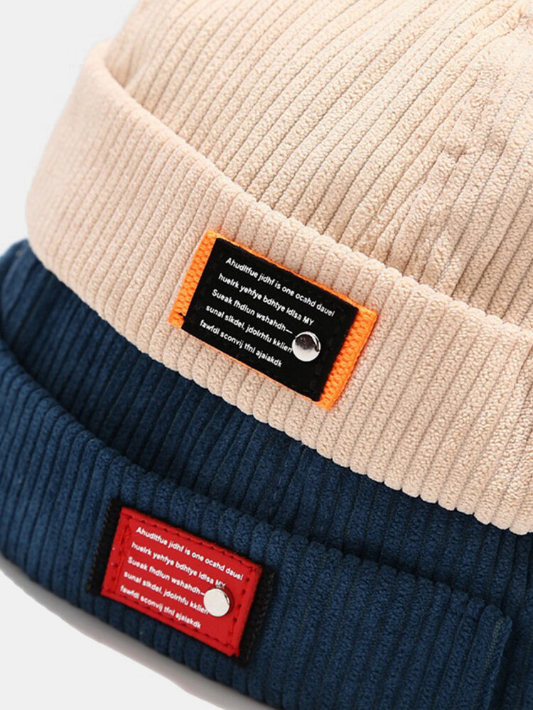 
	Men & Women Corduroy Casual Retro Personality Fashion Brimless Beanie Skull Hat Landlord Hat