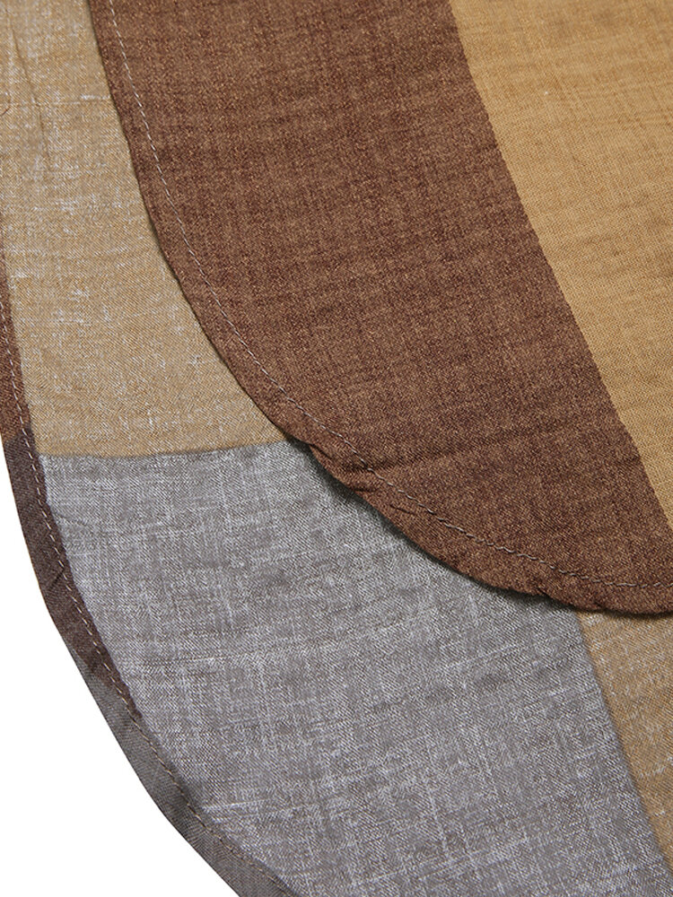 
	Plaid Print Long Sleeves Casual Loose Blouse With Pockets