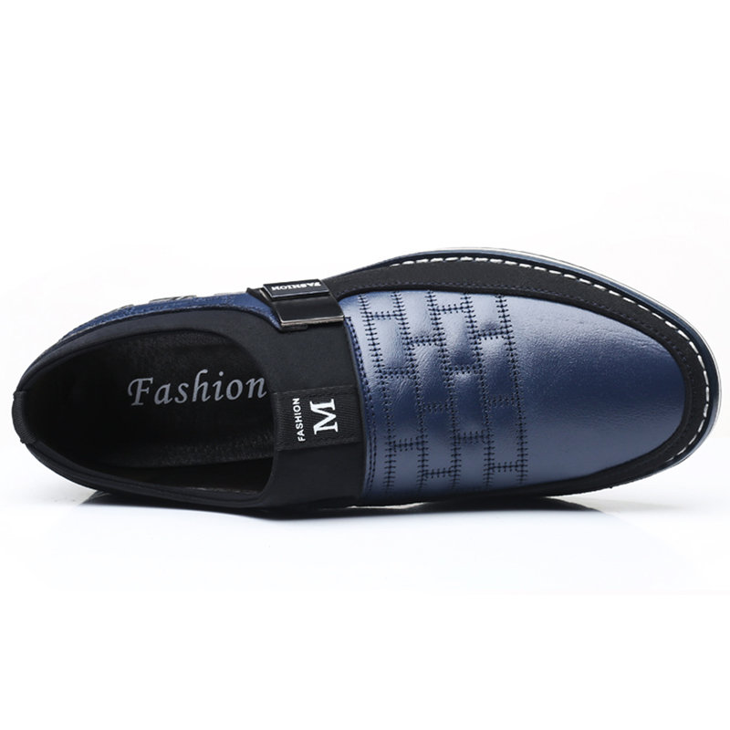 
	Men Genuine Leather Splicing Non Slip Metal Soft Sole Casual Shoes